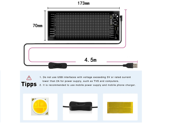 Painel de sinalização LED flexível 16 * 32 Controle de aplicativos Display de rolagem de mensagens programável Painel LED de carro flexível