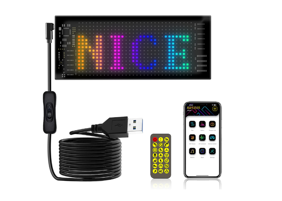Painel de sinalização LED flexível 16 * 32 Controle de aplicativos Display de rolagem de mensagens programável Painel LED de carro flexível