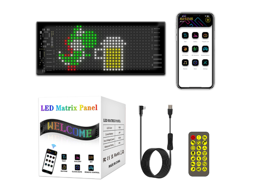 Painel de sinalização LED flexível 16 * 32 Controle de aplicativos Display de rolagem de mensagens programável Painel LED de carro flexível