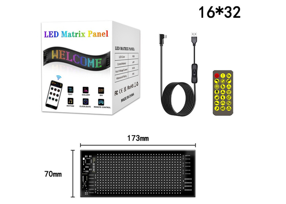 Painel de sinalização LED flexível 16 * 32 Controle de aplicativos Display de rolagem de mensagens programável Painel LED de carro flexível