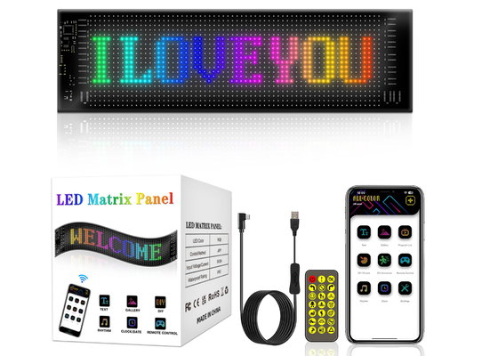 App Control LED Sign Board 20*64 Flexível USB Programável Custom Scrolling Message Sinais de carro Display Digital