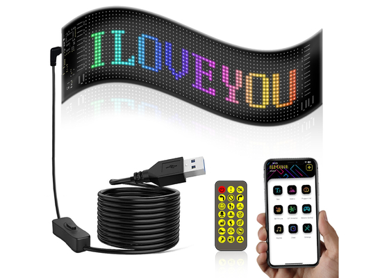 App Control LED Sign Board 20*64 Flexível USB Programável Custom Scrolling Message Sinais de carro Display Digital