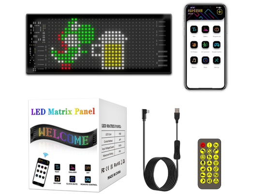 Programação DIY Scrolling Text 5V USB Wireless Control RGB Flexível LED Car Sign Para publicidade