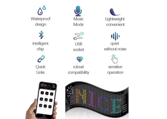 APP Control Flexível Led Screen Scrolling Custom Message Text Sign Board LED Display Digital Para Carro