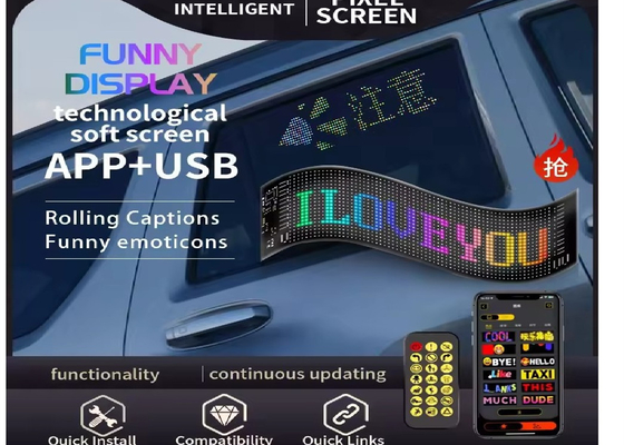 APP Control Flexível Led Screen Scrolling Custom Message Text Sign Board LED Display Digital Para Carro