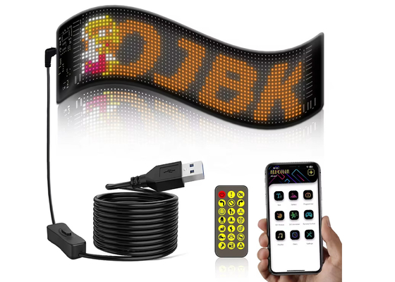 Pixel RGB Led Flexível Display App Bluetooth Car Advertising Screen Car Ip65 Waterproof Soft Digital Display Screen