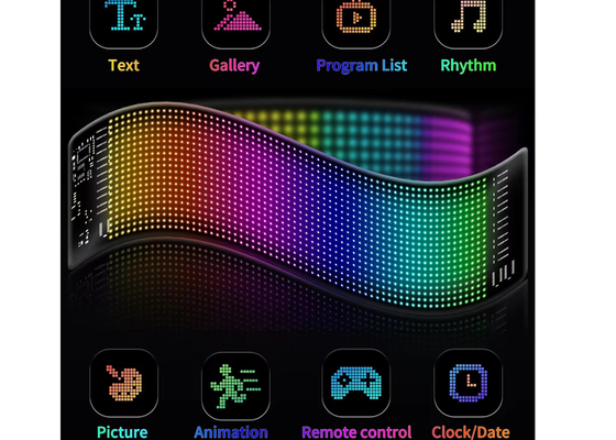 Pixel RGB Led Flexível Display App Bluetooth Car Advertising Screen Car Ip65 Waterproof Soft Digital Display Screen