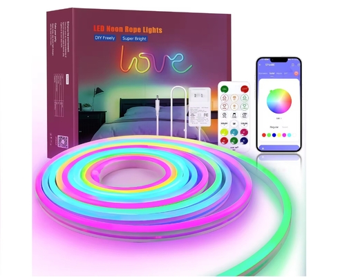 5M Full Color RGB Led Neon Flexível Silicone Ambient Light Strip Smart DIY Digital Running Strip Light Set TUYA APP
