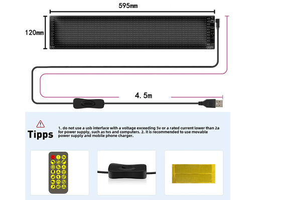 Smart Car Sticker 120x595mm RGB Dinâmico LED Caminhão Demon Eye Light Para Smart Display Exterior IP65