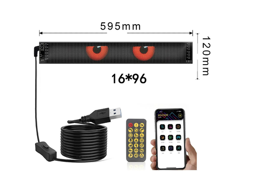 5VDC USB/2A 37x8.5cm LED Matrix Display Painel de carro Flexível Pixel Programável Scrolling Publicidade para DIY Animação Texto