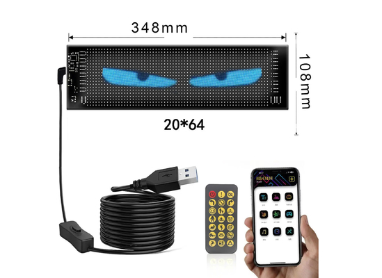 5VDC USB/2A 37x8.5cm LED Matrix Display Painel de carro Flexível Pixel Programável Scrolling Publicidade para DIY Animação Texto