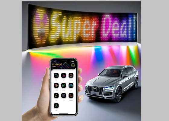 Ecrã de visualização digital de janela de carro LED Multifunção Programável Matriz de quadro publicitário decorativo