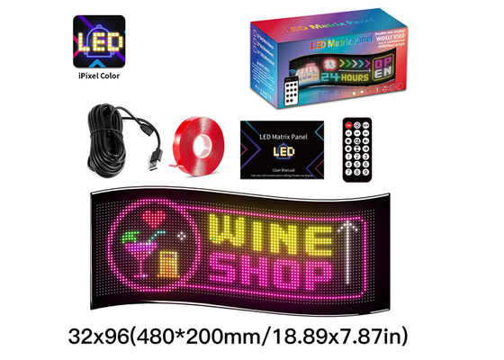 32*96 Painel de sinalização de carro de LED de fila dupla Painel de matriz de texto DIY