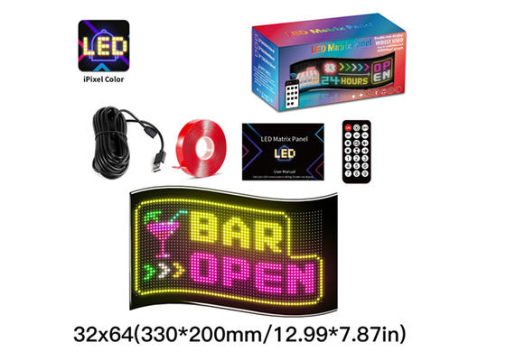 32*64 Car Truack Led Matrix Pixel Panel Diy RGB App+Remote Control Programável Devil Eye Indicator Light
