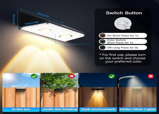 Lâmpada de Cerca Solar RGB à Prova d'Água IP67 para Decoração Doméstica